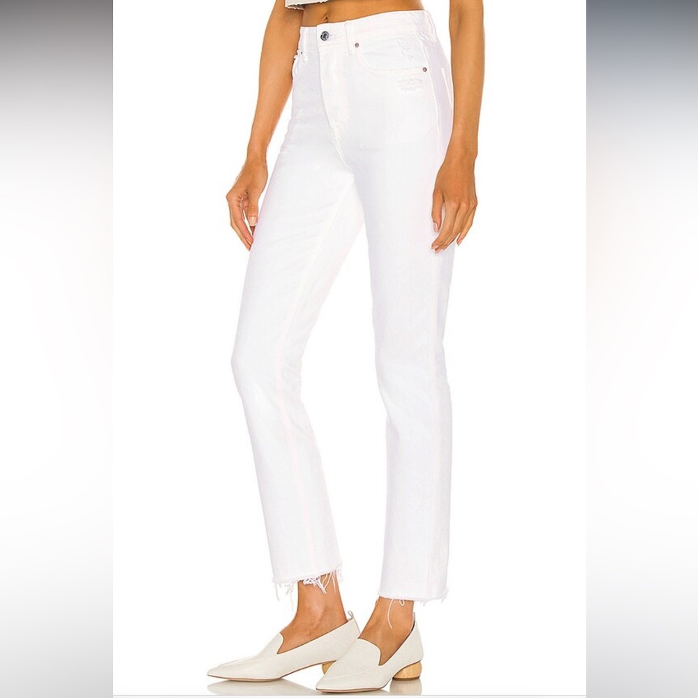 GRLFRND Denim Karolina High Rise Straight Crop White